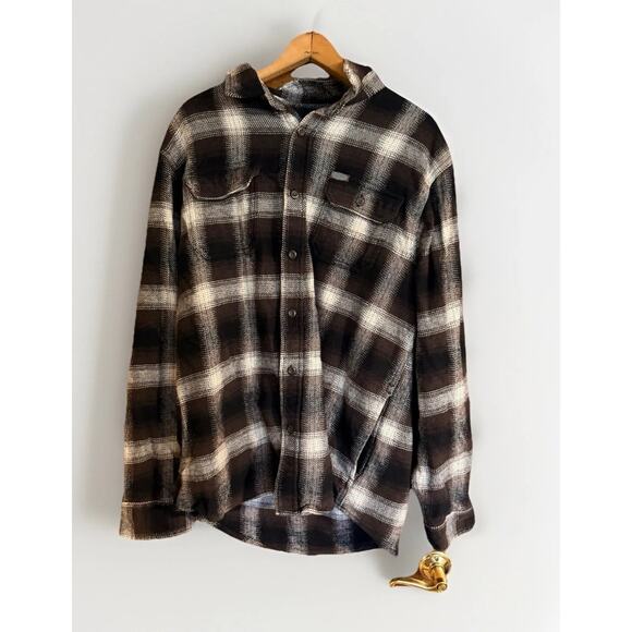 Orvis Jacket Mens XL Brown Plaid Pockets Thick Flannel Shirt Shacket Button Up - Picture 1 of 6